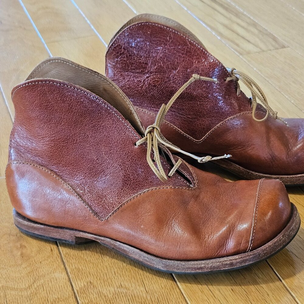 Cydwoq Women's Light Brown Leather Boots - size 36.5 - Handcrafted in US